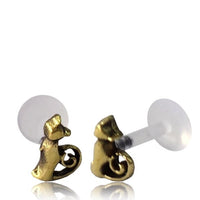 Load image into Gallery viewer, Labret Lippen Piercing Acryl Katze antik golden Brass Motiv Tragus
