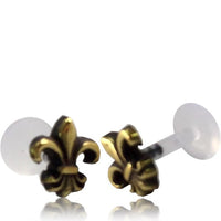 Load image into Gallery viewer, Labret Lippen Piercing Acryl Lilie antik gold Brass Tragus
