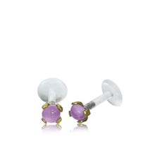 Load image into Gallery viewer, Labret Lippen Piercing Bio Plastic gold Brass Stein
