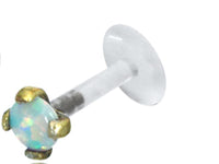 Load image into Gallery viewer, Labret Lippen Piercing Bio Plastic gold Brass Stein
