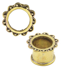 Load image into Gallery viewer, Brass Tunnel Bogen Blume Punkte antik gold nickelfrei Plug Messing Expander Ohrschmuck
