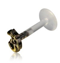Load image into Gallery viewer, Labret Lippen Piercing Acryl Om Zeichen antik gold Brass
