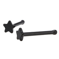 Load image into Gallery viewer, modischer Piercing mini straight Barbell aus Edelstahl schwarz Stern
