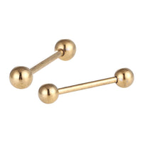 Load image into Gallery viewer, Straight Barbell Piercing Basic aus Edelstahl goldfarben Kugeln 21 mm lang
