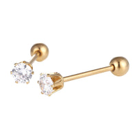 Load image into Gallery viewer, Straight Barbell Piercing Basic aus Edelstahl Zirkonia Stein gold Farben Kugeln 31,5 mm lang
