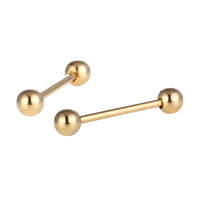 Load image into Gallery viewer, Straight Barbell Piercing Basic aus Edelstahl goldfarben Kugeln 25 mm lang
