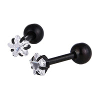 Load image into Gallery viewer, modischer Piercing schwarze weißer Sternförmiger Zirkonia Stein aus Edelstahl
