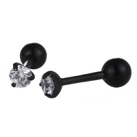 Load image into Gallery viewer, Piercing schwarz weißer runder Zirkonia Stein eingefasst aus Edelstahl
