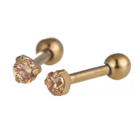 Load image into Gallery viewer, modischer Piercing goldfarben orangefarbener runder Zirkonia Stein mini aus Edelstahl
