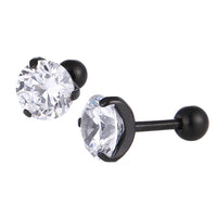 Load image into Gallery viewer, modischer Piercing straight Barbell aus Edelstahl schwarz Zirkonia weiß rund
