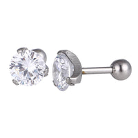 Load image into Gallery viewer, modischer Piercing straight Barbell aus Edelstahl silberfarben Zirkonia weiß rund
