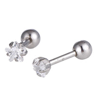 Load image into Gallery viewer, modischer Piercing straight Barbell klein aus Edelstahl silberfarben Sternförmiger Zirkonia weiß

