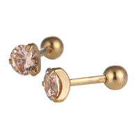 Load image into Gallery viewer, modischer Piercing straight Barbell klein aus Edelstahl goldfarben runder Zirkonia orange
