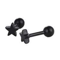 Load image into Gallery viewer, modischer Piercing straight Barbell aus Edelstahl schwarz Stern
