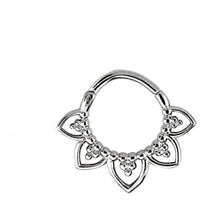 Cargar imagen en el visor de la galería, Klapp Segmentring Piercing Blume Edelstahl Gold PVD
