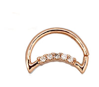 Load image into Gallery viewer, Piercing Edelstahl Ring für Nase Ohr Kristall Sichel

