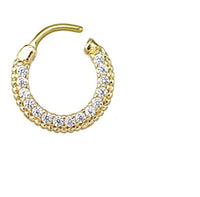 Load image into Gallery viewer, Clicker Piercing rhodiniert Glitzer Ring Kristalle breit
