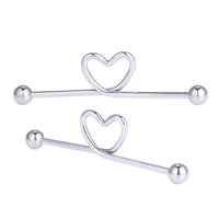 Cargar imagen en el visor de la galería, Industrial Piercing Edelstahl, titan beschichtet silbern, Herz, kugel verschluss
