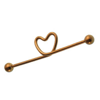Cargar imagen en el visor de la galería, Industrial Piercing Edelstahl Titan beschichtet,golden mit Herz,Kugel Verschluss
