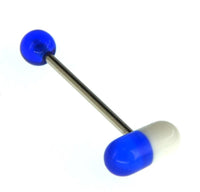 Load image into Gallery viewer, Zungen Piercing Edelstahl Pille Zunge 18mm weiß bunt
