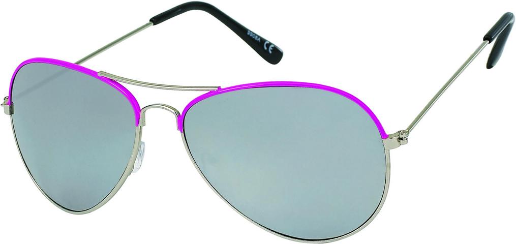 Sonnenbrille Unisex Pilotenbrille Pornobrille Fliegerbrille Perlglanz verspiegelt 400UV silber Pink