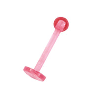 Cargar imagen en el visor de la galería, Labret modisches Piercing aus flexiblem Kunststoff in Pink leicht transparent mit Kugel
