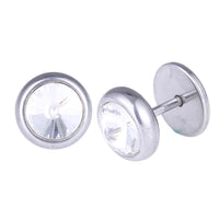 Load image into Gallery viewer, Schraubverschluss Fake Piercing Expander Edelstahl silberfarben großer Zirkonia Stein
