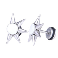 Load image into Gallery viewer, Fake Piercing Expander Zacken weißer Stein silberfarben Schraubverschluss Edelstahl
