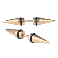Load image into Gallery viewer, Edelstahl goldfarben zwei Cone Spitzen Fake Expander Dehnungsstab Straight Dehnstab
