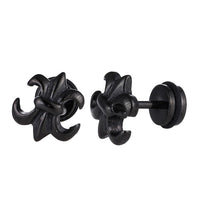 Load image into Gallery viewer, Fake Piercing Expander schwarz Schwertlilie Schaubverschluss Edelstahl
