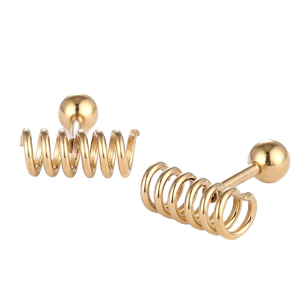 Fake Piercing Expander golden Spirale waagerecht Schaubverschluss Edelstahl