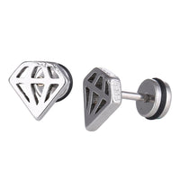 Load image into Gallery viewer, Fake Piercing Expander Diamanten Form silberfarben Schraubverschluss Edelstahl
