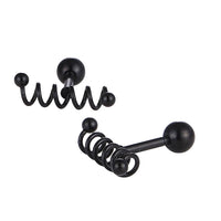 Load image into Gallery viewer, Fake Piercing Expander schwarz Spirale waagerecht mit Kugelaufsatz Schaubverschluss Edelstahl

