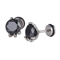 Load image into Gallery viewer, Fake Plug Piercing Edelstahl silberfarben Kralle hält Zirkonia Stein schwarz
