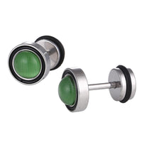 Load image into Gallery viewer, Fake Piercing Expander silber Farben Stein grün Edelstahl Schaubverschluss
