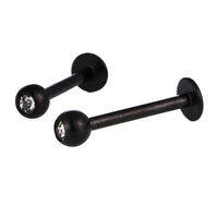 Load image into Gallery viewer, Labret modisches Piercing aus Edelstahl in schwarz mini Zirkonia Stein weiß
