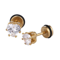 Load image into Gallery viewer, Fake Piercing Expander golden Zirkonia Stein weiß Herzform Schaubverschluss Edelstahl
