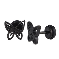 Load image into Gallery viewer, Fake Piercing Expander schwarz Schmetterling Schaubverschluss Edelstahl
