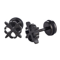 Load image into Gallery viewer, Fake Piercing Expander schwarz Kreis Schwertlilie Schraubverschluss Edelstahl
