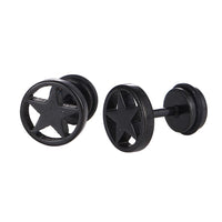 Load image into Gallery viewer, Fake Piercing Expander schwarz Stern im Kreis Schaubverschluss Edelstahl
