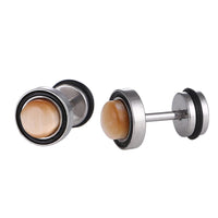 Load image into Gallery viewer, Fake Piercing Expander silberfarben Stein orange schimmernd Edelstahl Schaubverschluss
