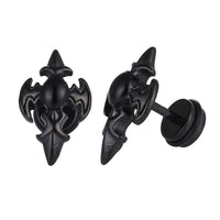 Load image into Gallery viewer, Fake Piercing Expander schwarz Kreuz mit Onyx Stein Schaubverschluss Edelstahl
