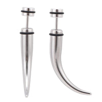 Cargar imagen en el visor de la galería, Fake Piercing Spike gebogen silberfarben 43 mm Schraubverschluss Edelstahl
