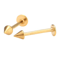 Load image into Gallery viewer, Labret modisches Piercing aus Edelstahl in goldene Fabton mit Spitze Cone klein
