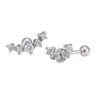 Load image into Gallery viewer, Fake Piercing Expander silberfarben fünf Zirkonia Steine Schaubverschluss Edelstahl
