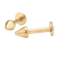 Load image into Gallery viewer, Labret modisches Piercing aus Edelstahl goldfarben mit Spitze Cone 9 mm
