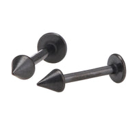 Load image into Gallery viewer, Labret modisches Piercing 13 mm aus Edelstahl schwarz mit Cone Spitze
