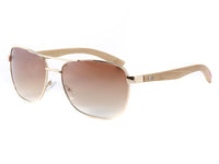 Load image into Gallery viewer, LOOX Sonnenbrille Pilotenbrille 400UV getönt Bambusholz Bügel rot- Modell Saigon
