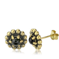 Load image into Gallery viewer, Messing Stein Kristall Ohrstecker gold Kugelblume 10mm

