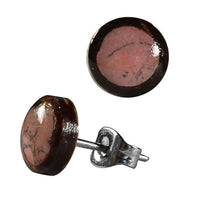 Load image into Gallery viewer, Ohrstecker Unisex 8 mm Kokosnuss Holz Edelstahl Muschel Stein Inlay rund Stern
